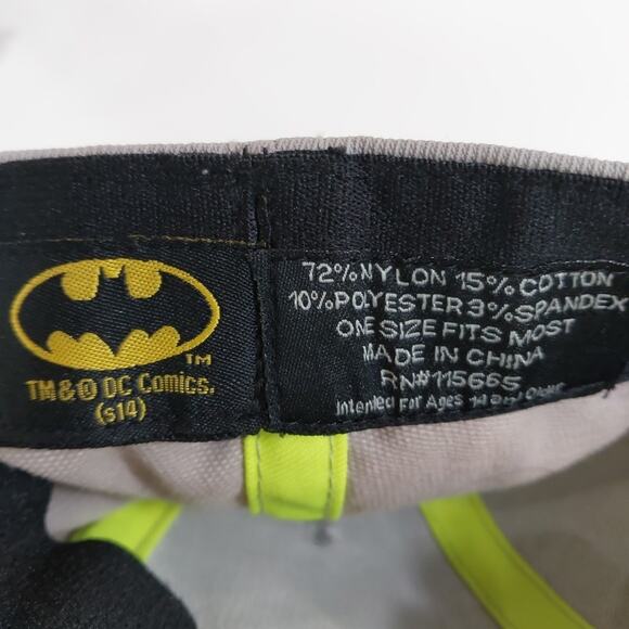 BATMAN DC Comics gray‎ neon green flatbill fitted hat - Picture 3 of 3